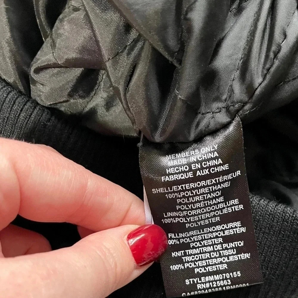 Members Only Black Faux Leather Iconic Racer Oversized Jacket Medium NWT - Picture 5 of 9
